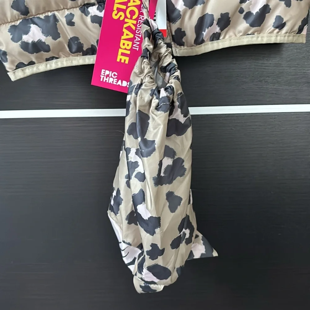 Epic Threads Girls Quilted Puffer Leopard Print Packable Jacket